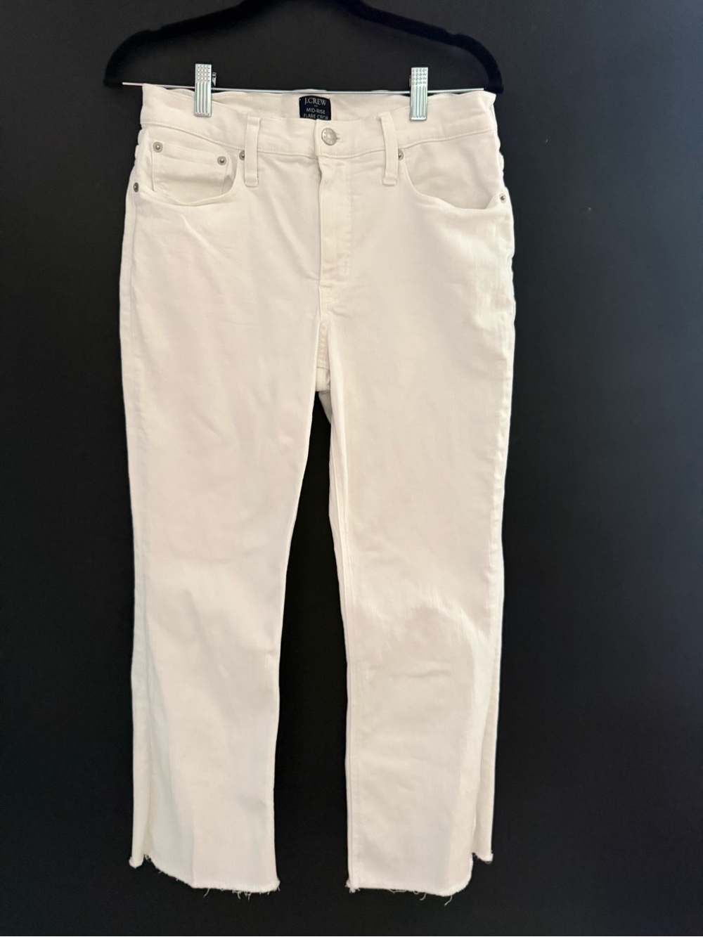 J. Crew White Mid-Rise Flare Crop Jeans 30 waist
